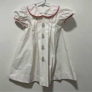 Charming White Kids Dress with Red Accents